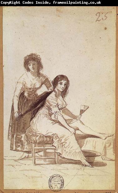 Francisco Goya Maid combing a  Young Woman-s Hair